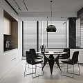 Modern Living Dining Room Interior With Gray Sofa Coffee Table And Window Blinds 3d model