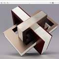 Modern Sculpture Carving Featuring Intersecting Geometric Blocks And Spatial Depth 3d model