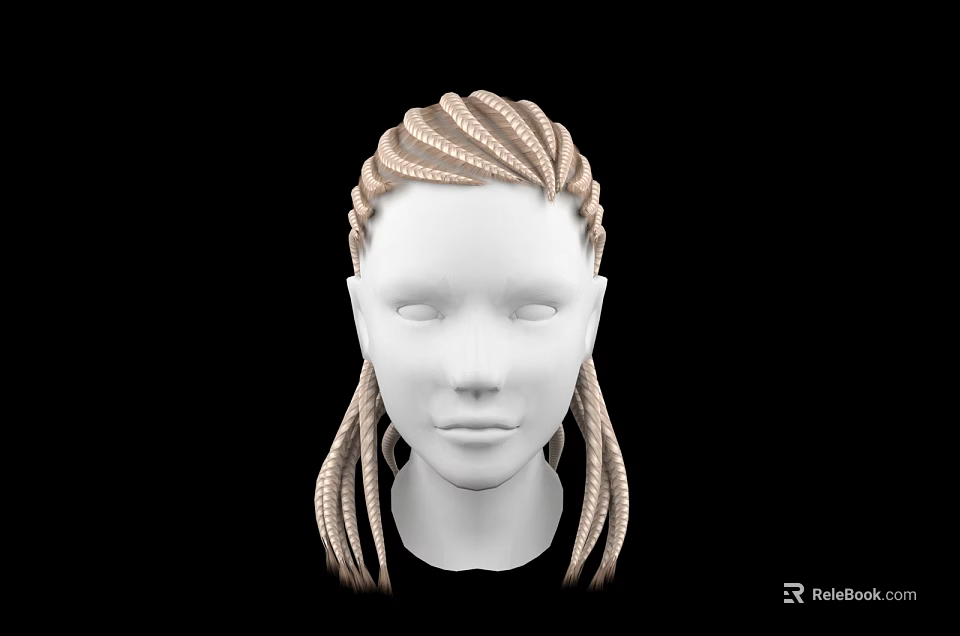 Game and Movie Character With Intricate Golden Braided Hairstyle Design 3d model 