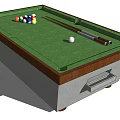 Professional Billiard Table With Green Felt Surface Balls And Cues For Game Room 3d model