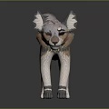 3D Fantasy Fox Character Creature with Gray White Fur Yellow Tail Tip and Body Markings