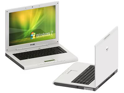 Two ASUS White Laptops Showing Windows 7 Screen And Open Design 3d model