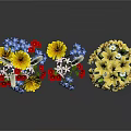 Colorful Decorative Flower Bouquets With Yellow Lilies And Mixed Blooms For Home Decor