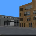 Modern Industrial Factory Building Exterior Design With Large Windows Green Landscaping And Regular Structure