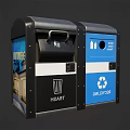 Public Facilities Waste Sorting Trash Bins With Recycling Symbol And General Waste Compartments