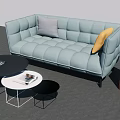 Modern Interior Sofa and Coffee Table Set With Tufted Multicolor Sofas and Metal Coffee Tables 3d model