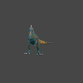 Realistic 3D Dinosaur Model With Blue Green Body And Orange Stripes Spiked Back