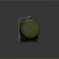 Rusted Green Cylindrical Tank with Metal Stand Top Device and Pipe