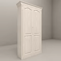 Light Wood Wardrobe With Multiple Paneled Doors And Classic Design Elements 3d model