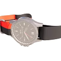 DUPLEX Watch with Silver Case Gray Dial and Orange Black Strap