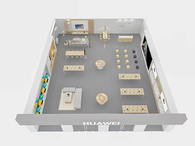 Huawei Digital Store Interior With Display Areas Counters Sofa And Electronic Products 3d model