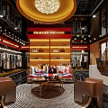 Luxury Clothing Store Interior With Chandelier Displayed Clothes Bags And Sofa