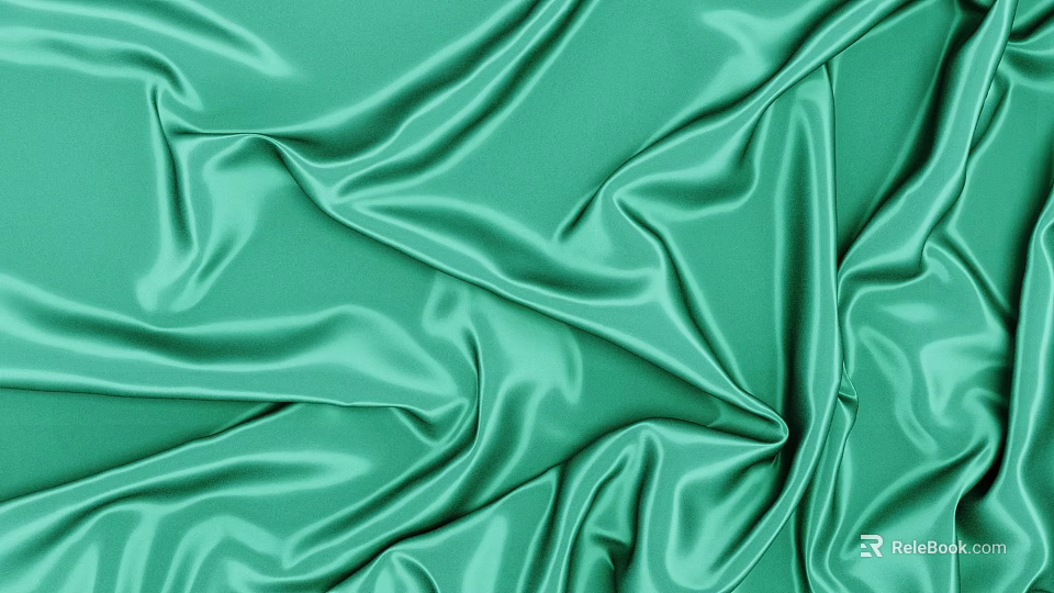 Green Silk Fabric With Smooth Texture And Shiny Surface Elegant Drape 3d model 