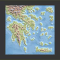 Detailed Scenic 3D Terrain Landscape With Blue Ocean And Mountainous Islands