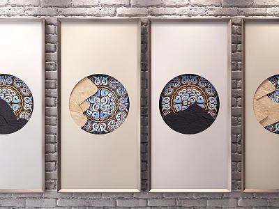 New Chinese abstract painting Beijing opera three-dimensional hanging picture combination 3d model