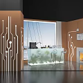 Modern Interior With Stylish Dining Table Large Windows Fireplace And Lighting Decor
