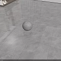 Gray Floor Tiles with Smooth Glossy Surface Modern Minimalist Design Featuring Gray Sphere and Reflections