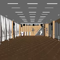 Fitness Dance Studio With Wooden Floor Barres Mirrors and Dancer Silhouettes