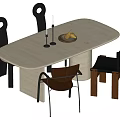 Middle style dining table and chair combination 3d model
