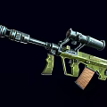Green Tactical Assault Rifle With Brown Wooden Stock Scope And Suppressor