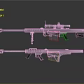 Modern Sniper Rifles With Scope Bipod And Reflective Metal Design