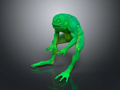 Green Humanoid Fantasy Creature Character In Standing Pose With Detailed Textured 3D Design 3d model