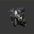 Sleek White Black Scooter Motorcycle With Red Black Seat And Black Top Case