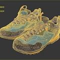 Blue Orange Outdoor Sneakers With Textured Upper Lace Up Design And Durable Sole