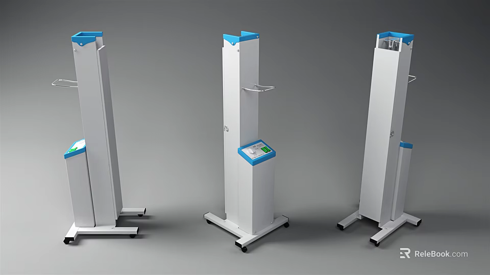 Standing Medical Measuring Devices With Digital Panel And Wheeled Base 3d model 