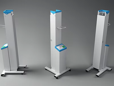 Standing Medical Measuring Devices With Digital Panel And Wheeled Base 3d model