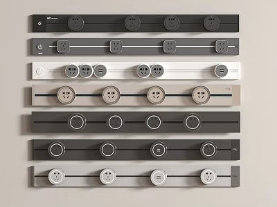Modern Electrical Socket Panels With Various Designs Different Colors And Styles 3d model