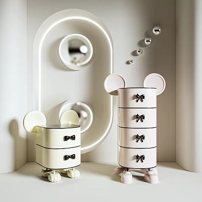 Modern Bedside Cabinet Cream Bedside Cabinet Storage Cabinet 3d model