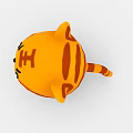 Cute Cartoon Tiger Head With Orange Black Stripes Red Cheeks Open Mouth