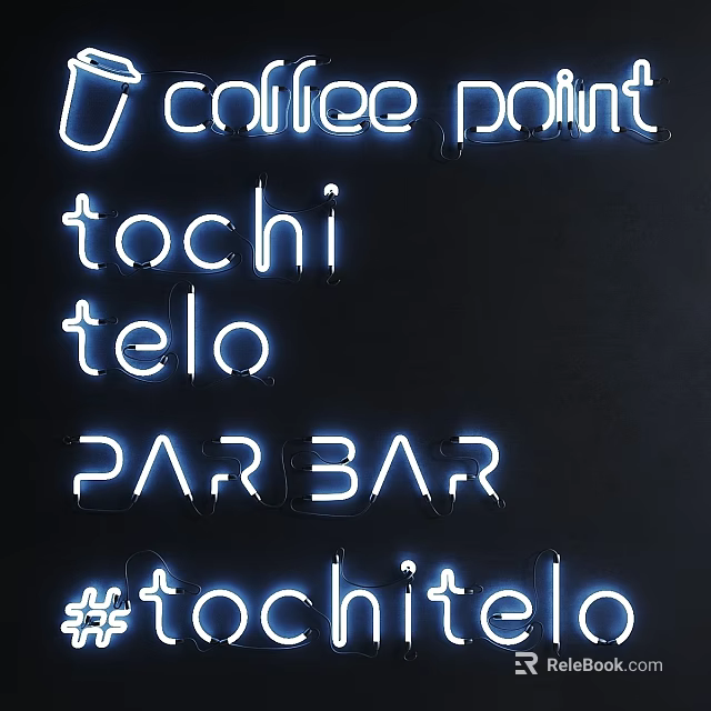 Neon Decorative Lights Displaying Coffee Point Tochi Telo Par Bar Techitelo 3d model 