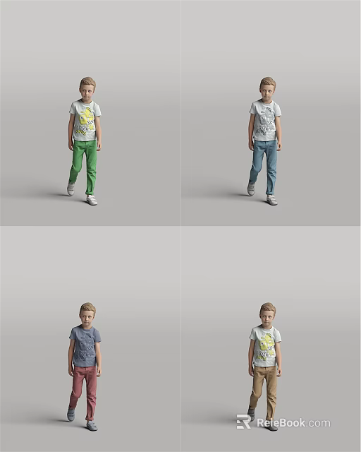Man Modeling Different Casual T Shirts And Pants Outfit Styles 3d model 