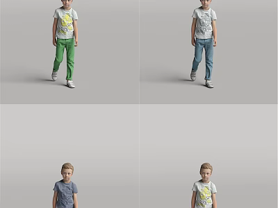 Man Modeling Different Casual T Shirts And Pants Outfit Styles 3d model