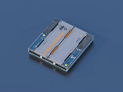 Modern Electronic Circuit Board Module Featuring Blue Gray Components And Integrated Design 3d model