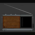 Retro Radio Speaker with Wooden Grille Silver Antenna Black Display and Control Buttons Design