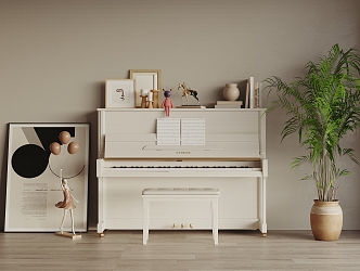 White Piano 3d model