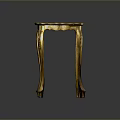 Elegant Carved Table With Golden Legs Red Tabletop And Intricate Golden Patterns