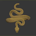 Yellow Coiled Snake Bracelet With Circular Design And Textured Surface 3d model