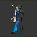 Mystical Blue Robed Wizard Character With Hat Glowing Orbs And Floating Books