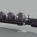 Futuristic Sci Fi Vessel With Three Spherical Modules And Antennas 3d model