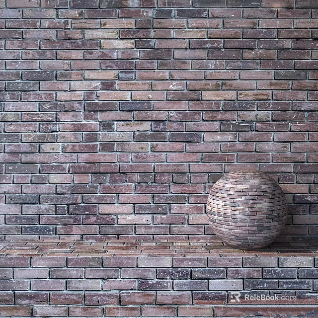 Decorative Circular Brick Component Displayed On Shelf Against Textured Brick Wall 3d model 