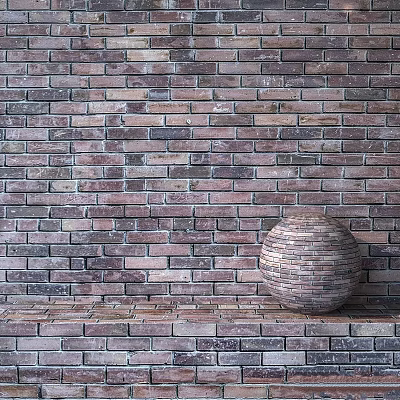 Decorative Circular Brick Component Displayed On Shelf Against Textured Brick Wall 3d model