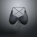 Stylish Black Women's Bra With Crossed Shoulder Straps And Tie Detail Design