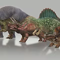 Various Dinosaur Models Showcasing Different Species And Unique Physical Features 3d model