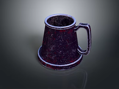 Dark Textured Ceramic Mug With Handle And White Rim For Daily Use 3d model