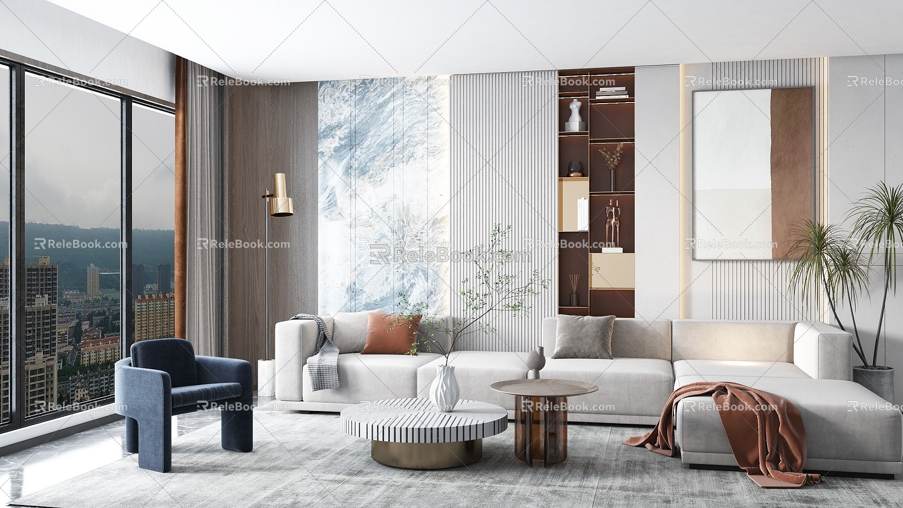 Modern living room background 3d model