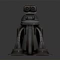 Futuristic Mechanical Weapon With Multi Barrel Turret And Supportive Metal Pillars